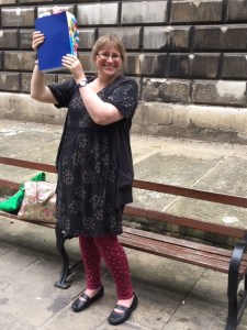 Lucie with her PhD theis after her Viva